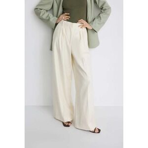 Officine Generale Elia Pants Pleated Wide Leg Ivory Trousers Sz 36 / 4 US PETITE